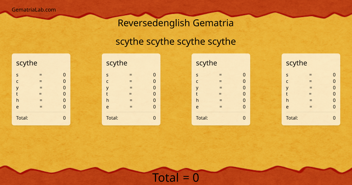 scythe scythe scythe scythe in reversedenglish Gematria